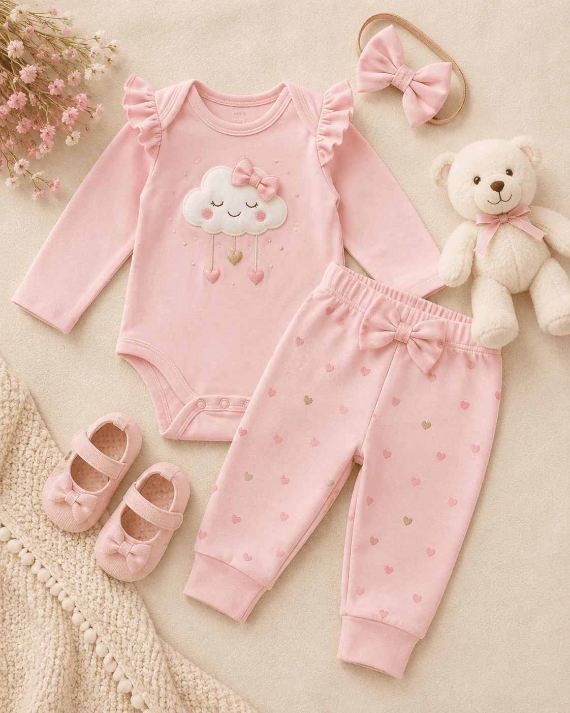 Conjunto Bebê Nuvem Rosa